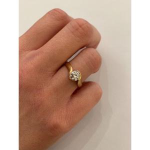Yellow Gold Solitaire Ring Set With A Diamond