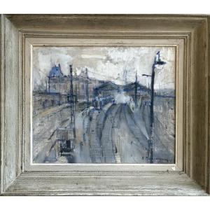 Raoul Bergougnan (1900-1982) The Train Station, Toulouse