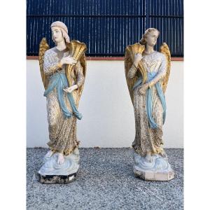 Paire de statues religieuses XIX eme siècle 