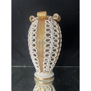Grand vase années 1950 en faïence 