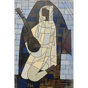 Jacques Fauché (1927-2013) - La femme à la Mandoline