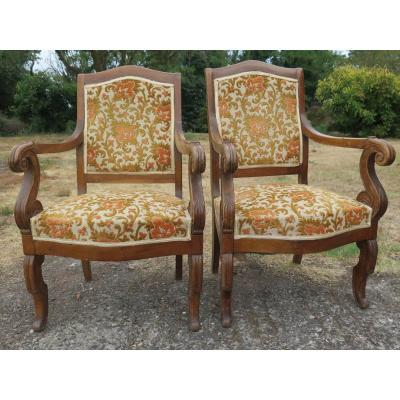 Restoration Period Armchair In Walnut