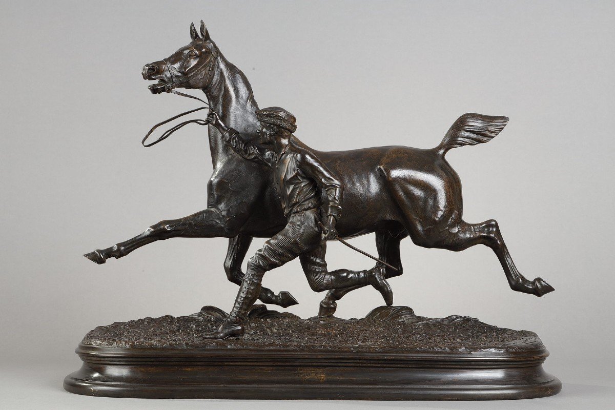Horse In Training With His Lad - Arthur Count Du Passage (1838-1909)
