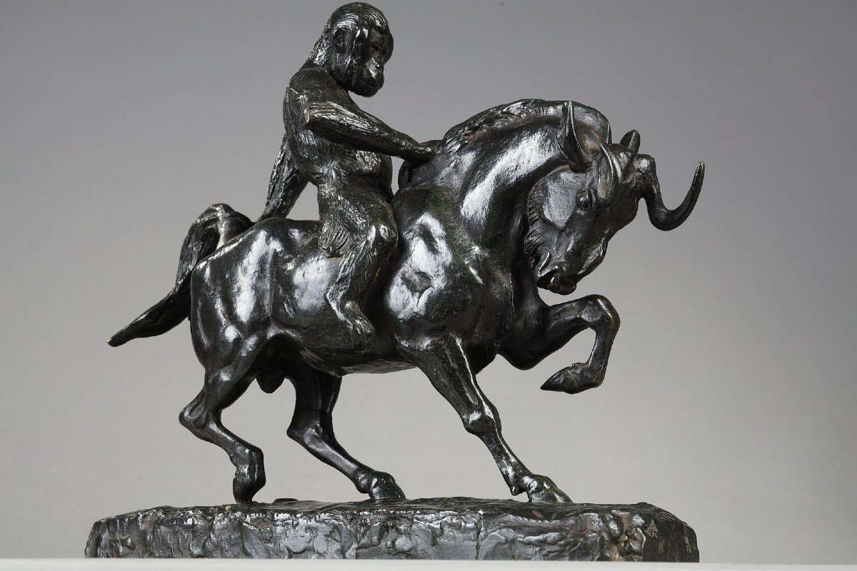 Ape Riding On A Gnu - Antoine-louis Barye (1796-1875)-photo-5