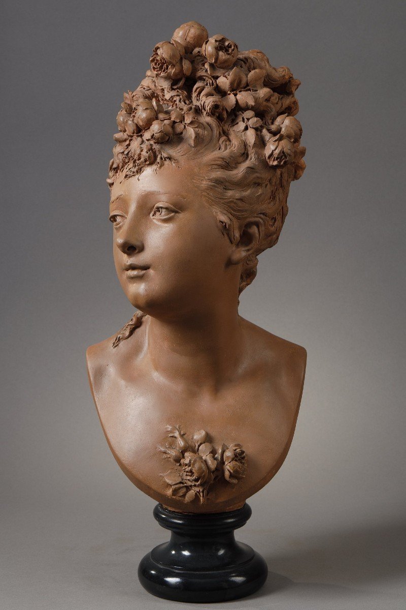 Buste de jeune femme aux roses - Albert-Ernest CARRIER-BELLEUSE (1824-1887)-photo-4