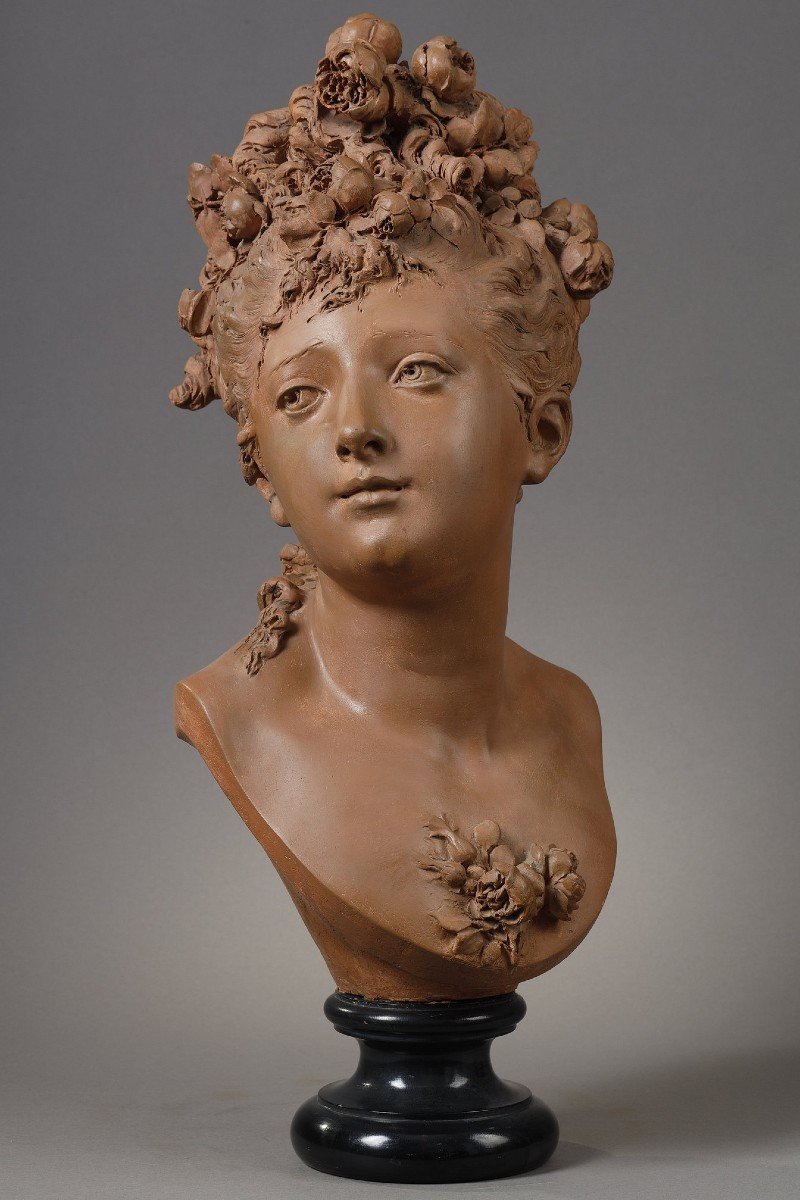 Buste de jeune femme aux roses - Albert-Ernest CARRIER-BELLEUSE (1824-1887)
