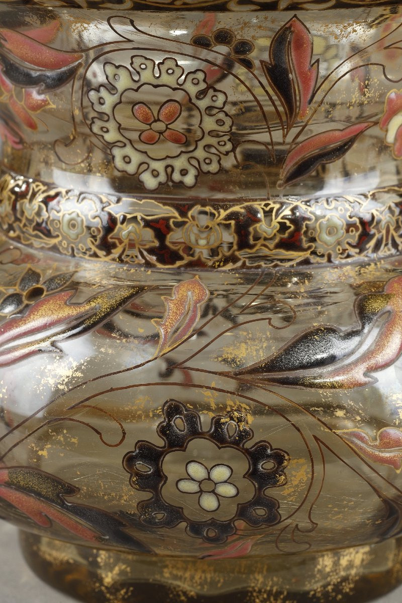 Flowery Cristallerie Vase - Emile Galle (1846-1904)-photo-4