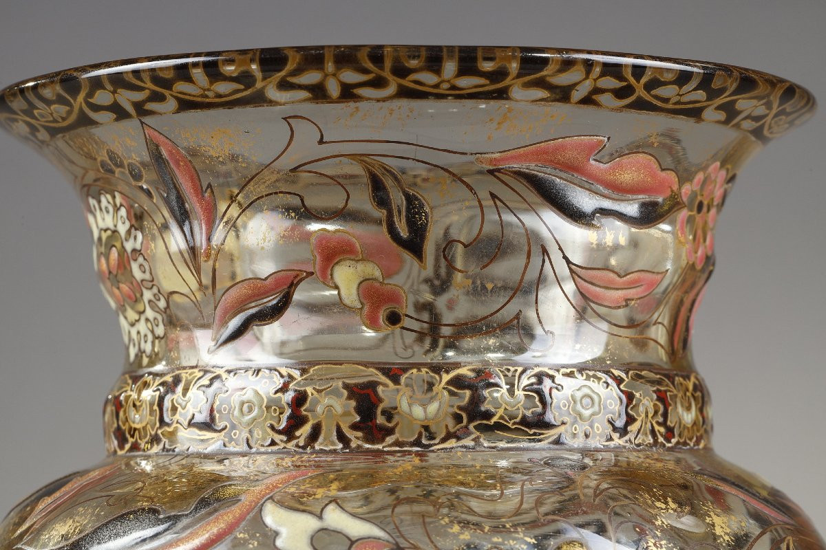 Flowery Cristallerie Vase - Emile Galle (1846-1904)-photo-2