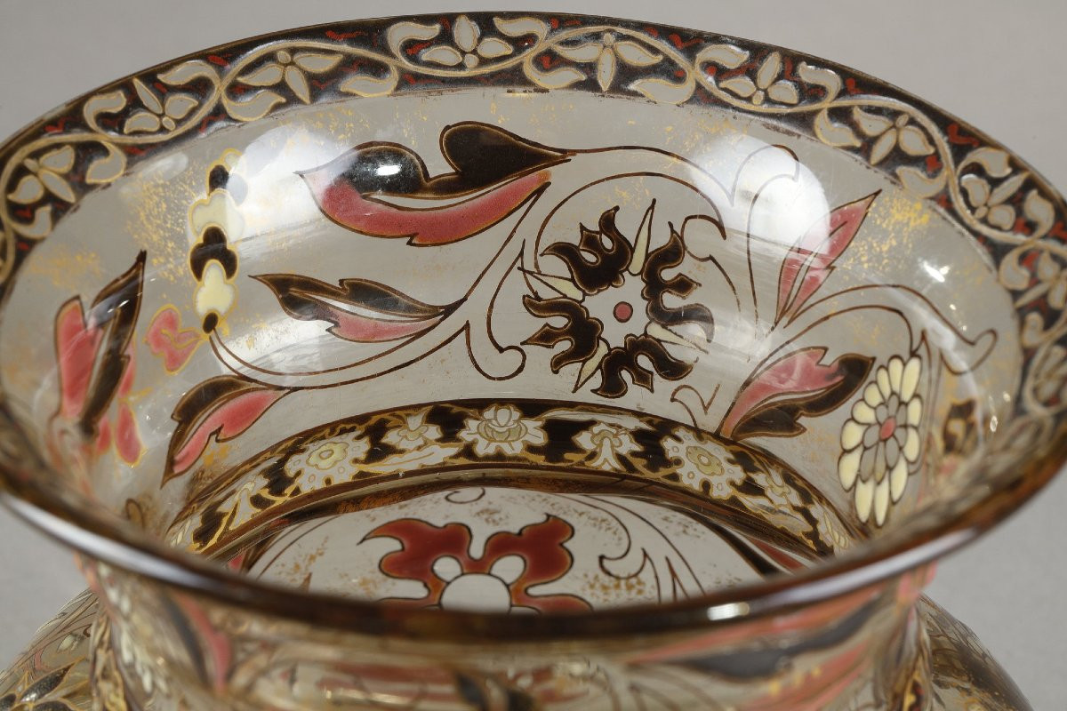 Flowery Cristallerie Vase - Emile Galle (1846-1904)-photo-3