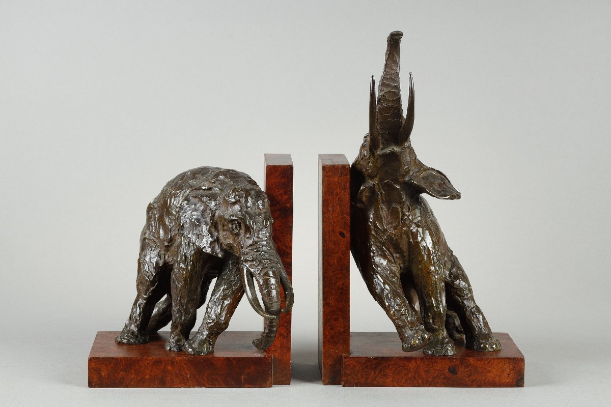 Pair Of Elephant Bookends - Ary Bitter (1883-1973)
