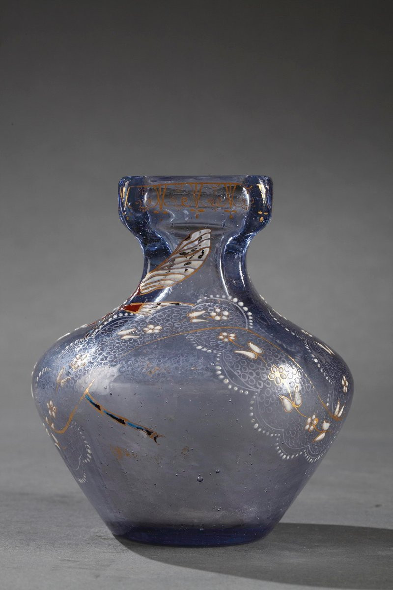 A "moonlight" Cristallerie Vase With Damselfly - Emile Galle (1846-1904)-photo-2