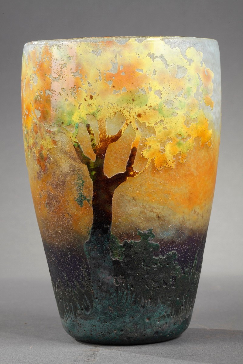 Vase With Birches In Autumn - Daum, Clain And Perrier