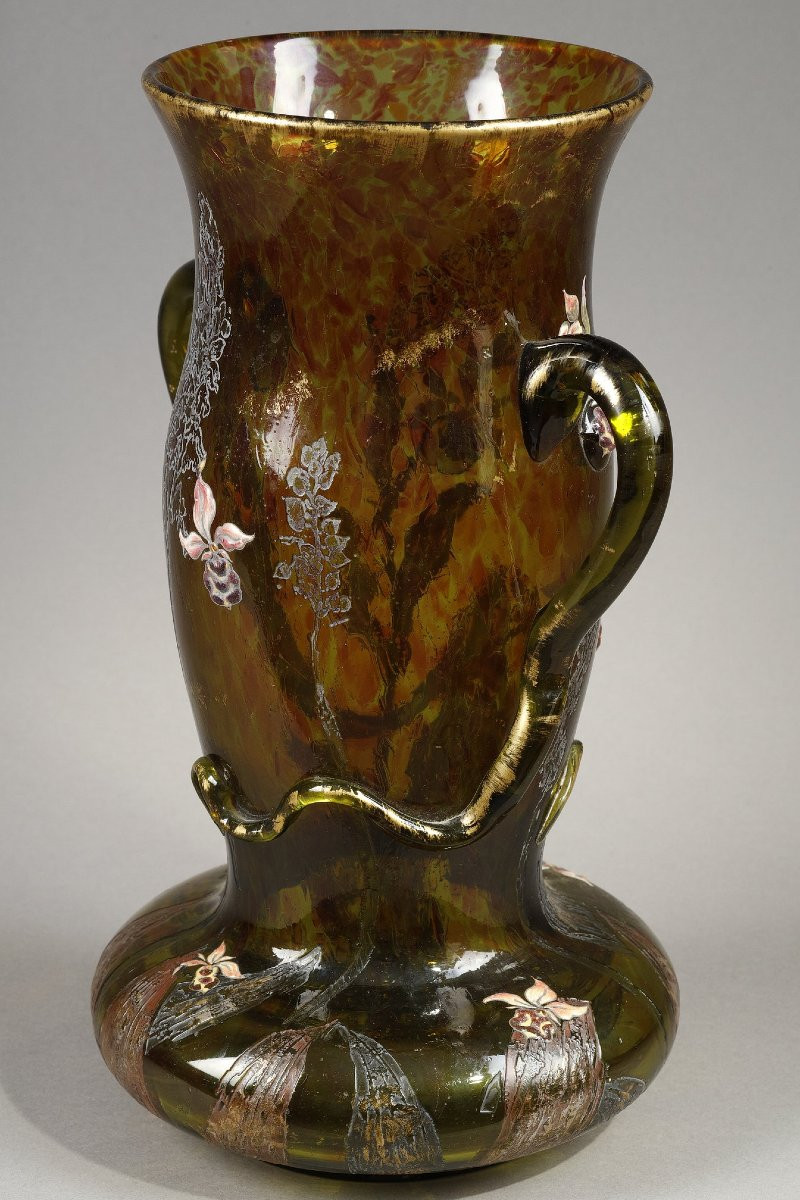Cristallerie, Vase With Lady's Slipper - Emile Galle (1846-1904)-photo-3