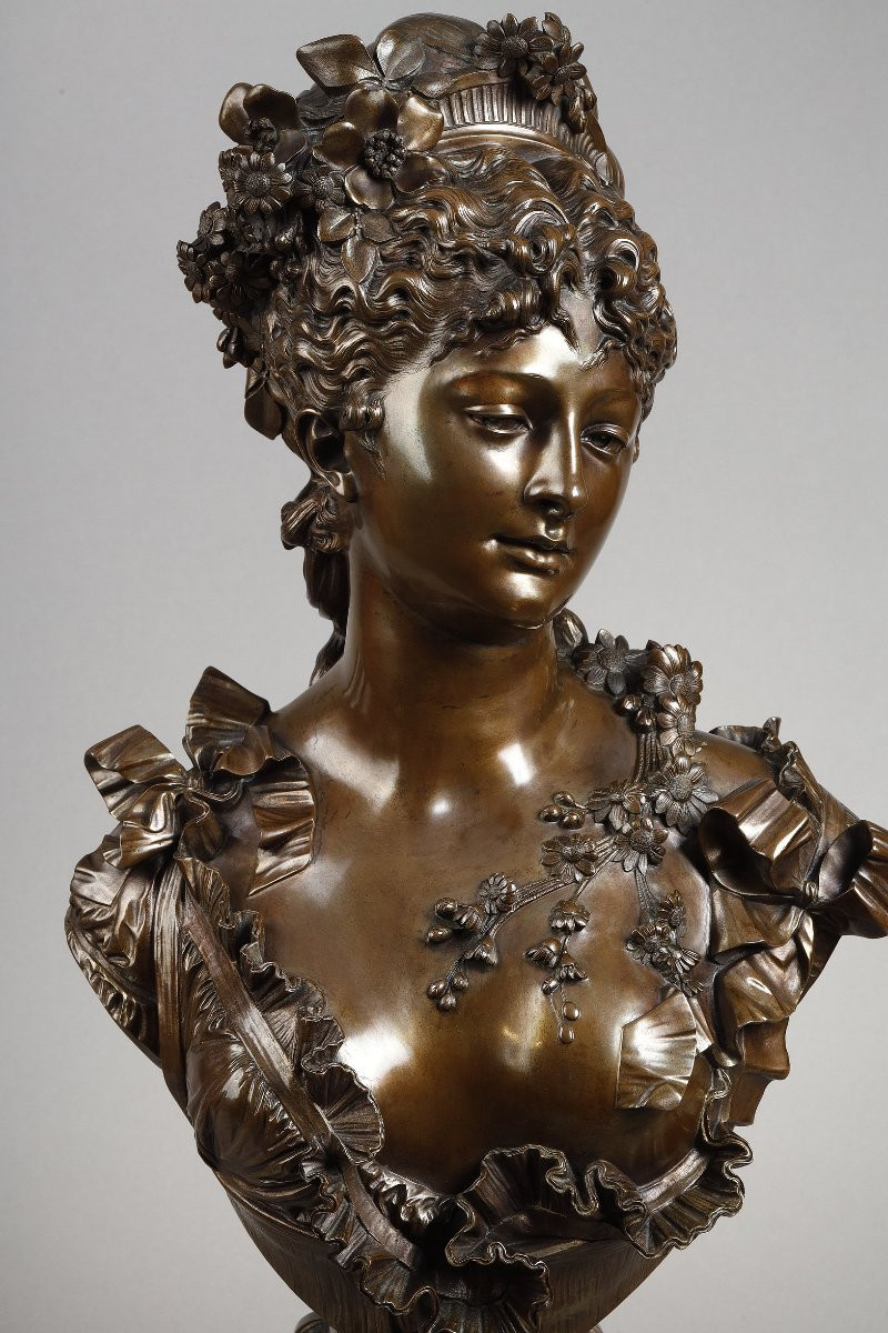 Buste de Jeune femme au diadème - Albert-Ernest CARRIER-BELLEUSE (1824-1887)-photo-2