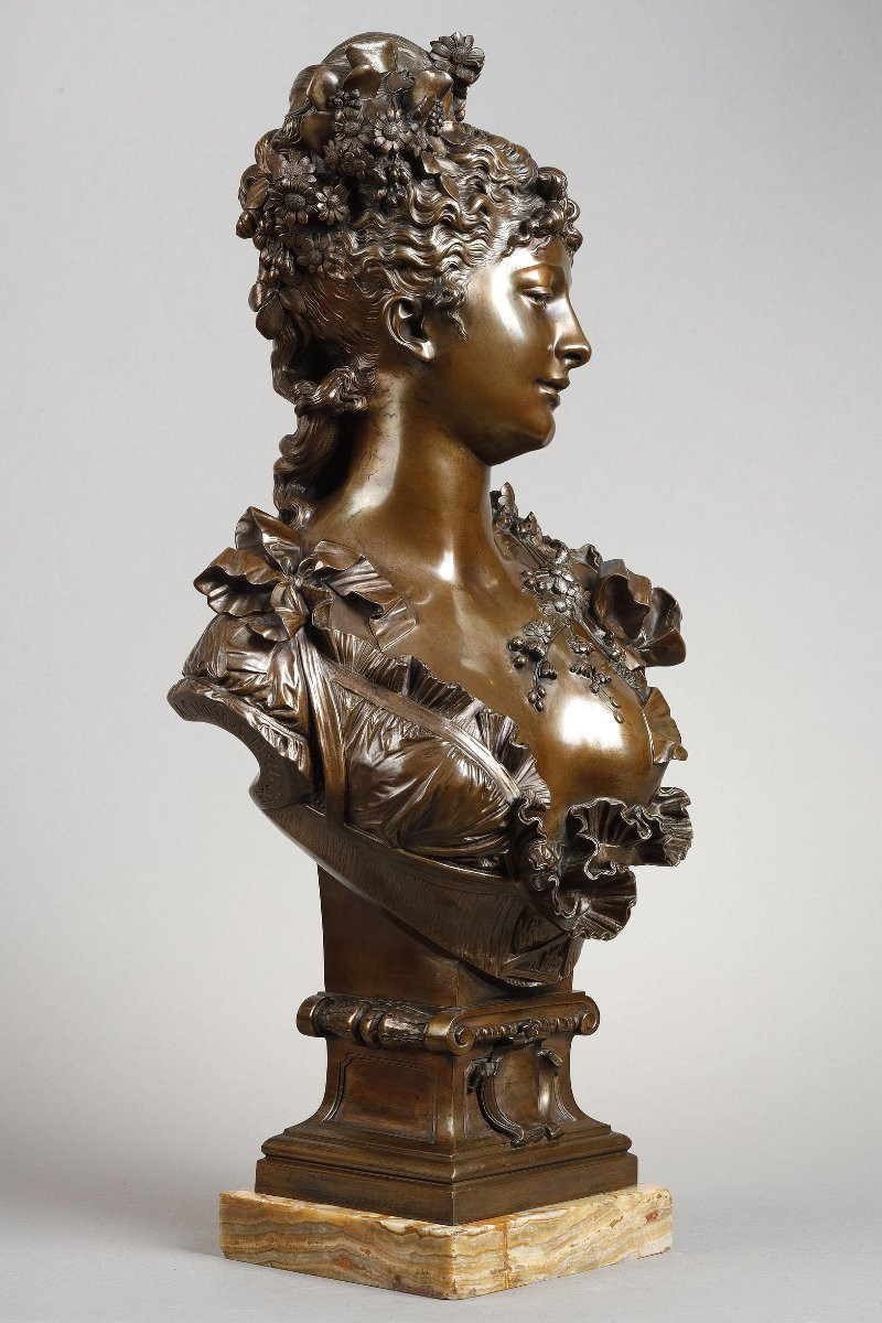 Buste de Jeune femme au diadème - Albert-Ernest CARRIER-BELLEUSE (1824-1887)-photo-1