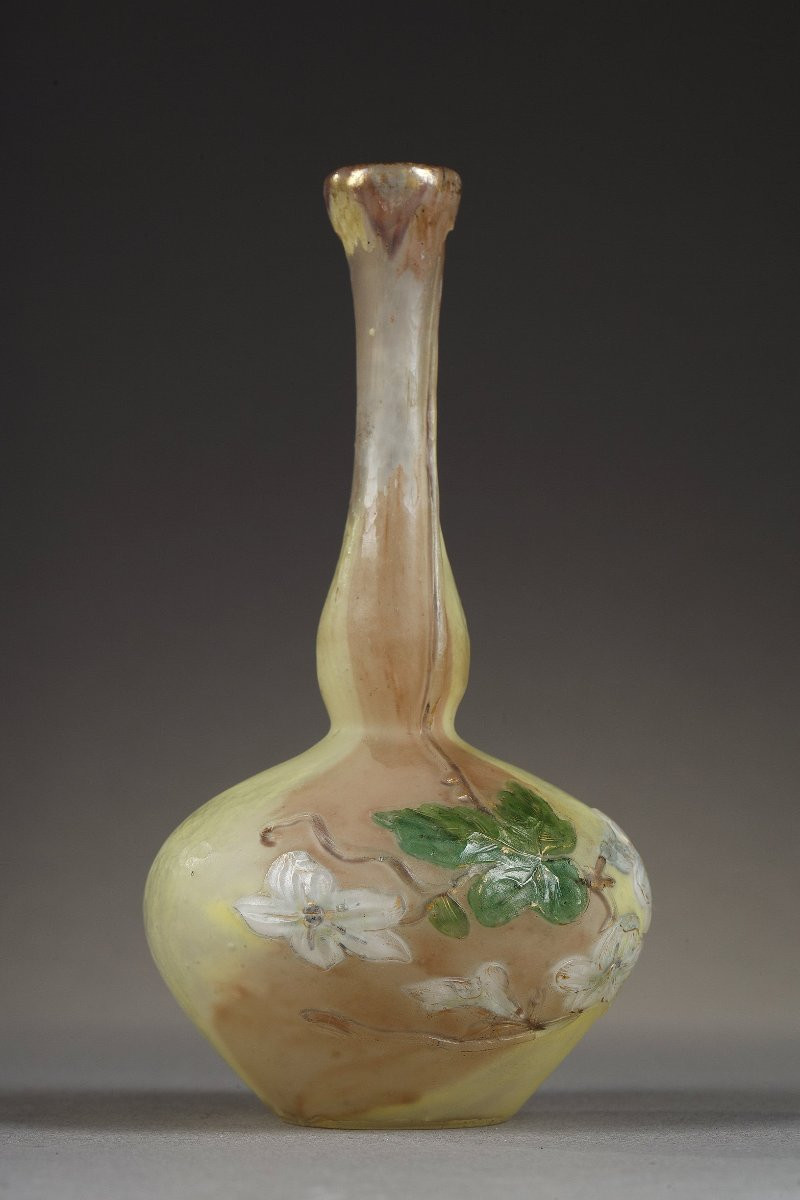 Bud Vase With White Flowers - Burgun, Schverer & Co. - Verrerie d'Art De Lorraine-photo-2