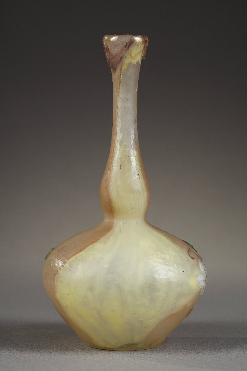 Bud Vase With White Flowers - Burgun, Schverer & Co. - Verrerie d'Art De Lorraine-photo-3