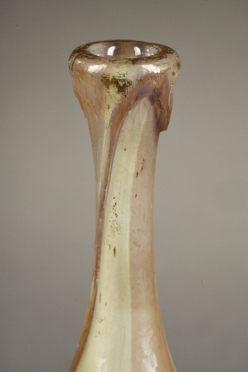 Bud Vase With White Flowers - Burgun, Schverer & Co. - Verrerie d'Art De Lorraine-photo-3