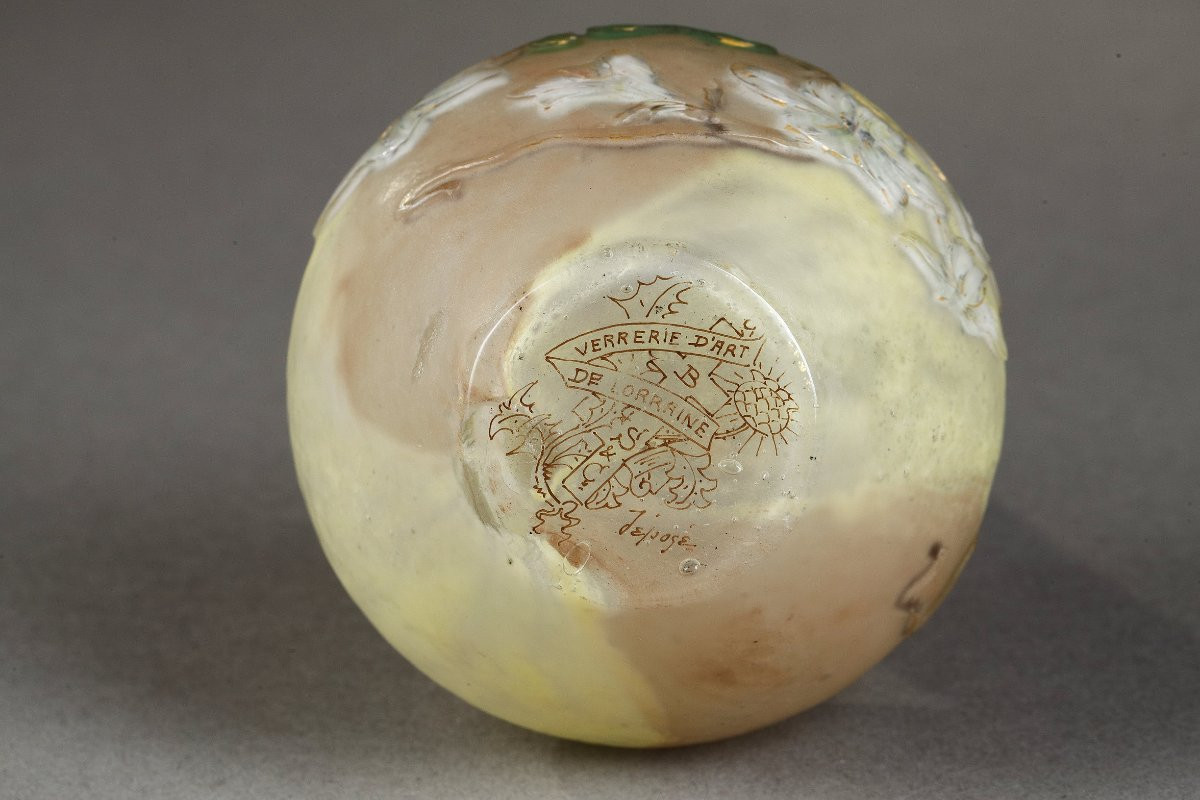 Bud Vase With White Flowers - Burgun, Schverer & Co. - Verrerie d'Art De Lorraine-photo-4
