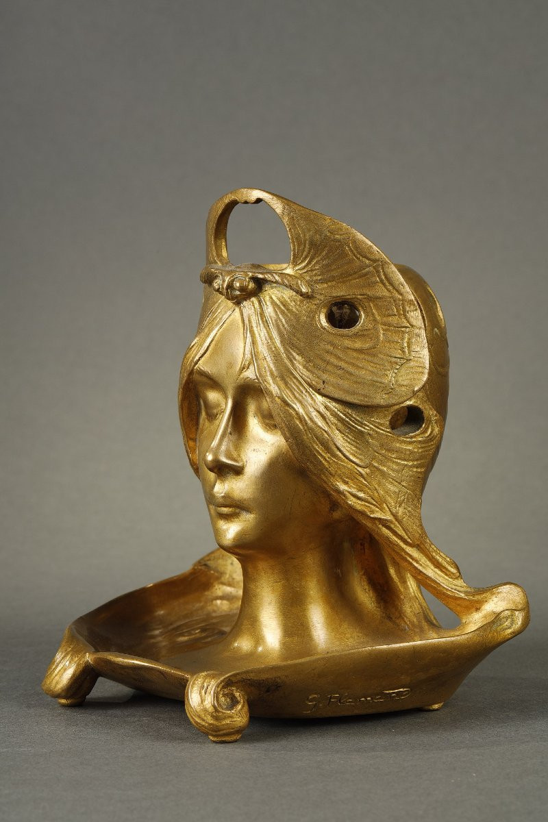 Lampe Art Nouveau - Georges FLAMAND (actif 1895-1925)-photo-2