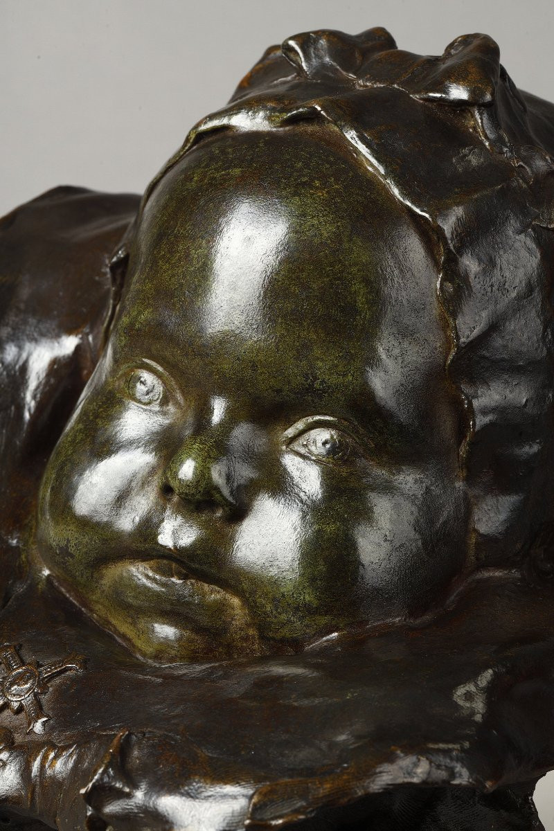  Bébé au bonnet et à la bavette - Jean CARRIÈS (1855-1894)-photo-2