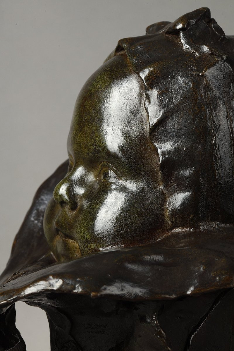  Bébé au bonnet et à la bavette - Jean CARRIÈS (1855-1894)-photo-3
