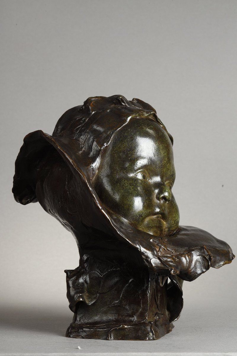 Bébé au bonnet et à la bavette - Jean CARRIÈS (1855-1894)-photo-3