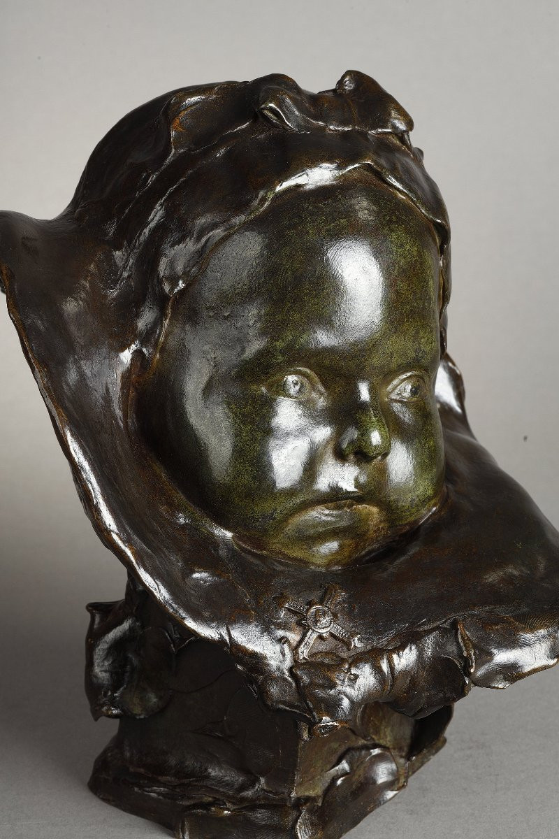  Bébé au bonnet et à la bavette - Jean CARRIÈS (1855-1894)-photo-4