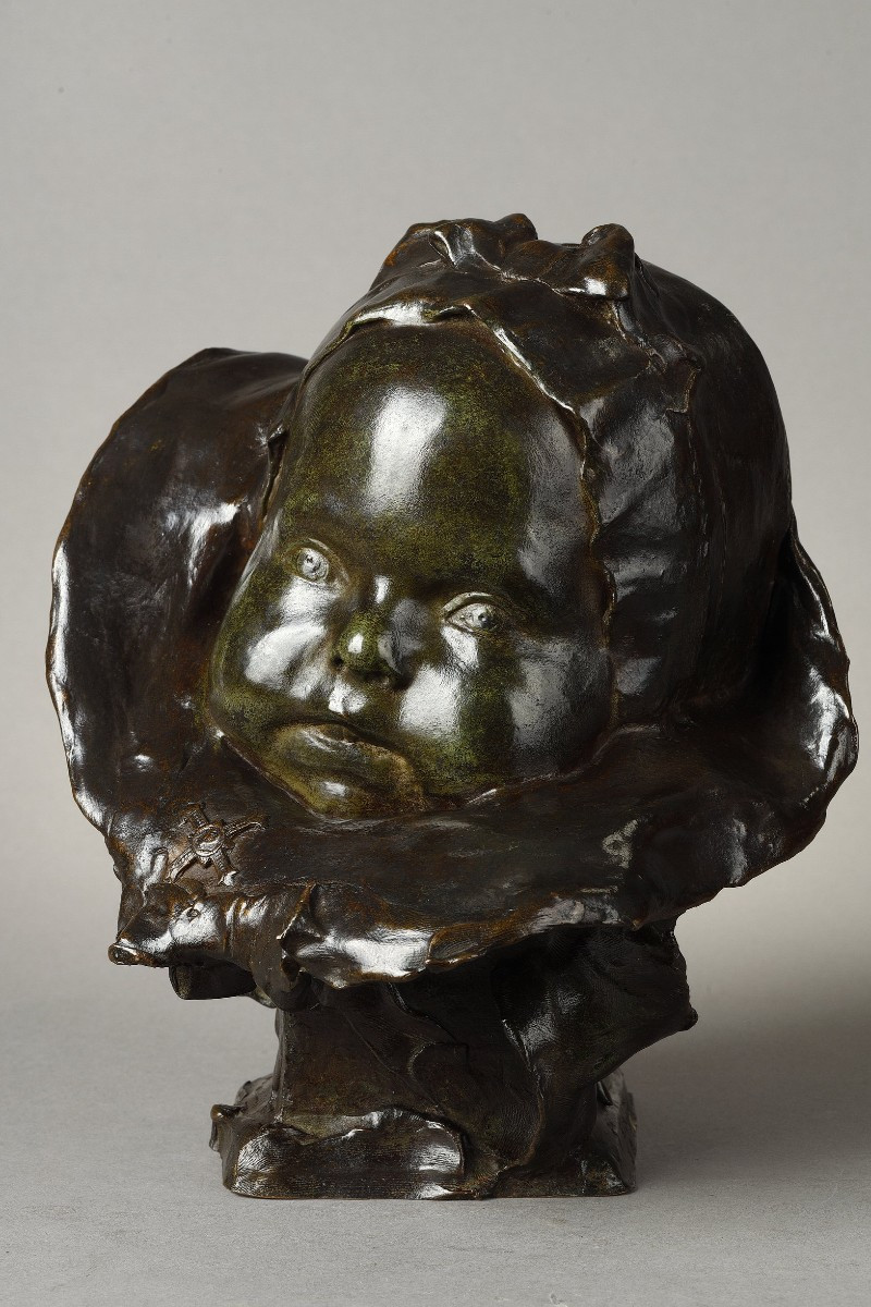  Bébé au bonnet et à la bavette - Jean CARRIÈS (1855-1894)