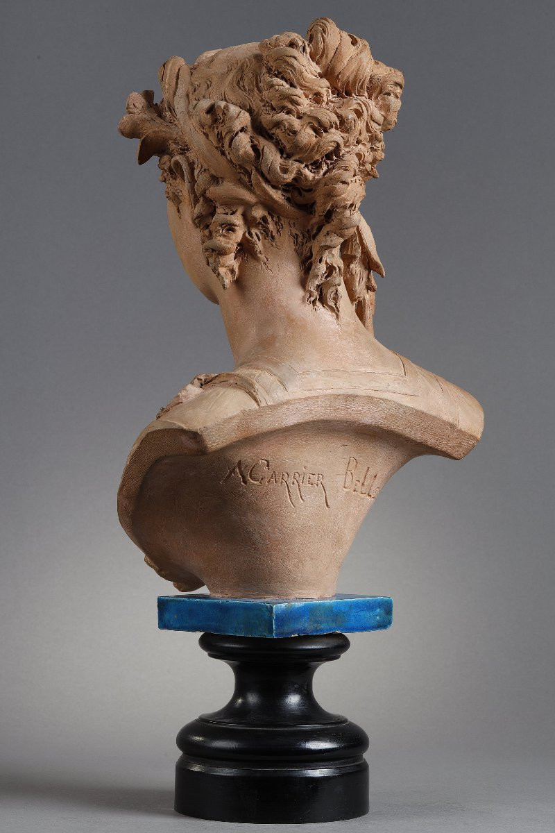 Buste de Jeune fille couronnée de lys - Albert-Ernest CARRIER-BELLEUSE (1824-1887)-photo-4