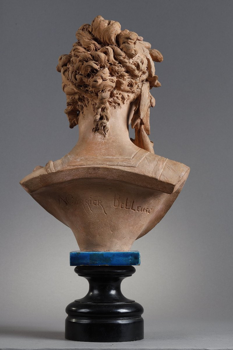 Buste de Jeune fille couronnée de lys - Albert-Ernest CARRIER-BELLEUSE (1824-1887)-photo-6