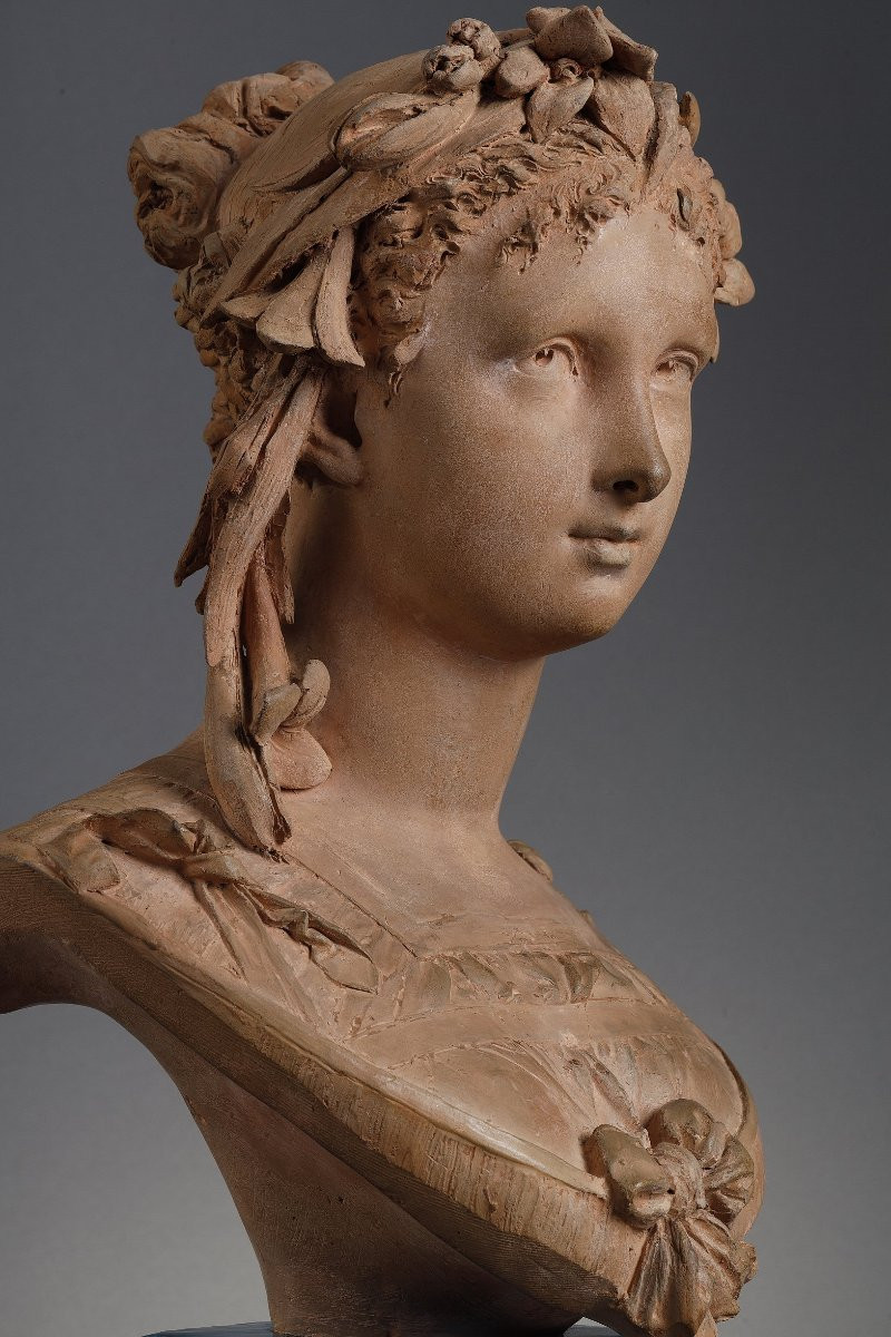 Buste de Jeune fille couronnée de lys - Albert-Ernest CARRIER-BELLEUSE (1824-1887)-photo-8