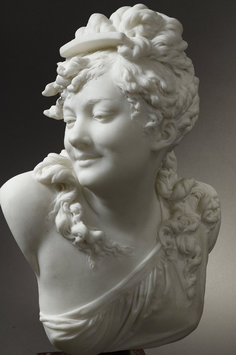 Buste de Jeune femme au peigne - Albert-Ernest CARRIER-BELLEUSE (1824-1887)-photo-2