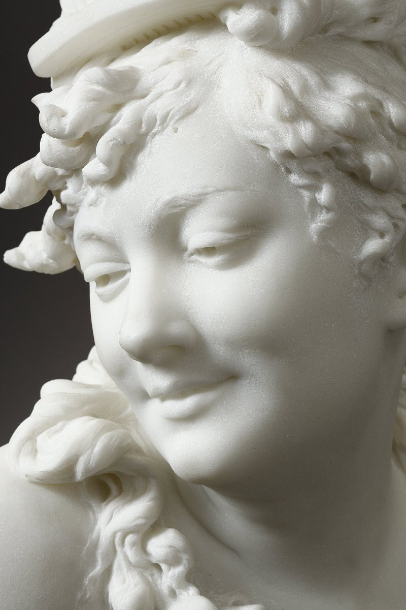 Buste de Jeune femme au peigne - Albert-Ernest CARRIER-BELLEUSE (1824-1887)-photo-4