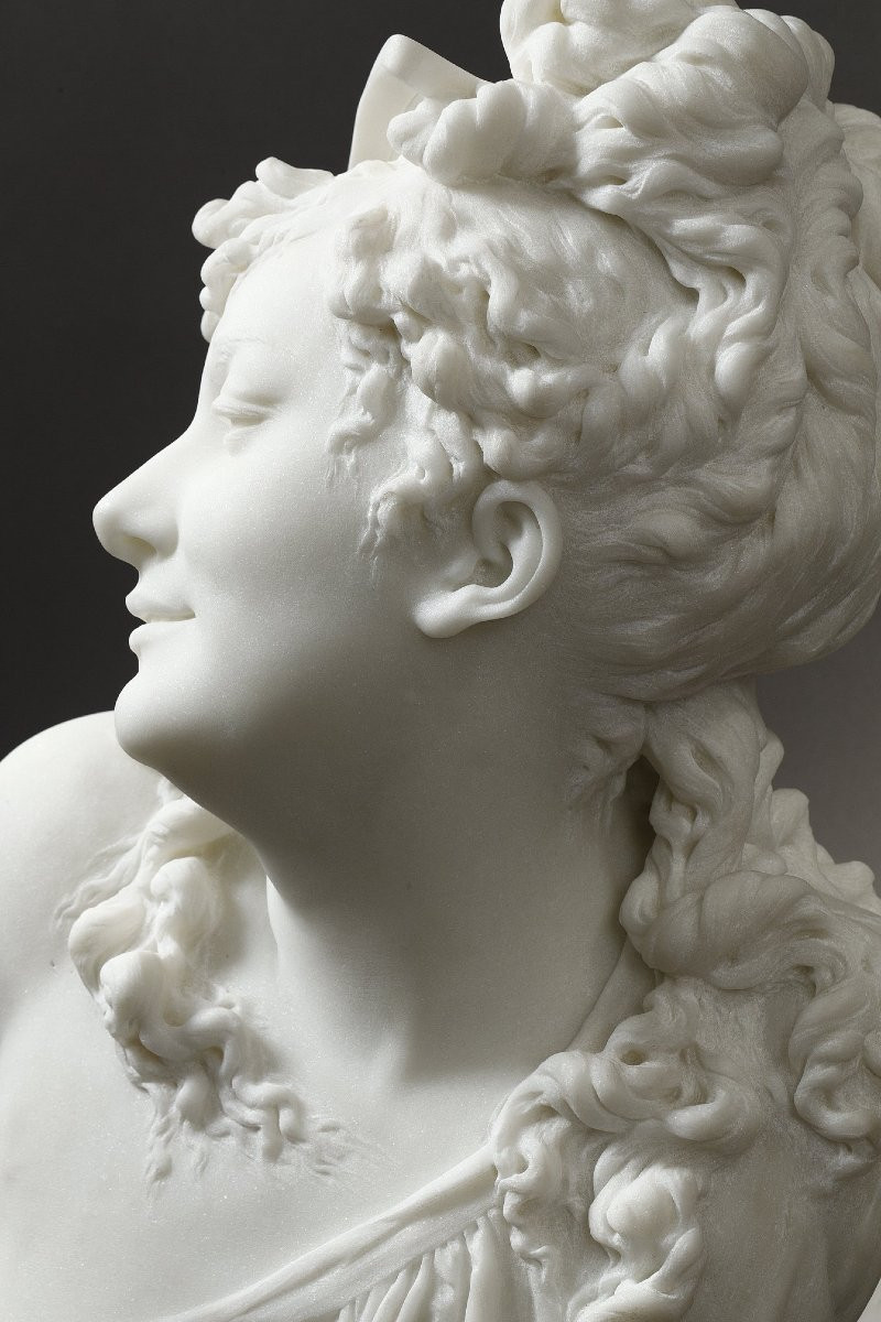 Buste de Jeune femme au peigne - Albert-Ernest CARRIER-BELLEUSE (1824-1887)-photo-2