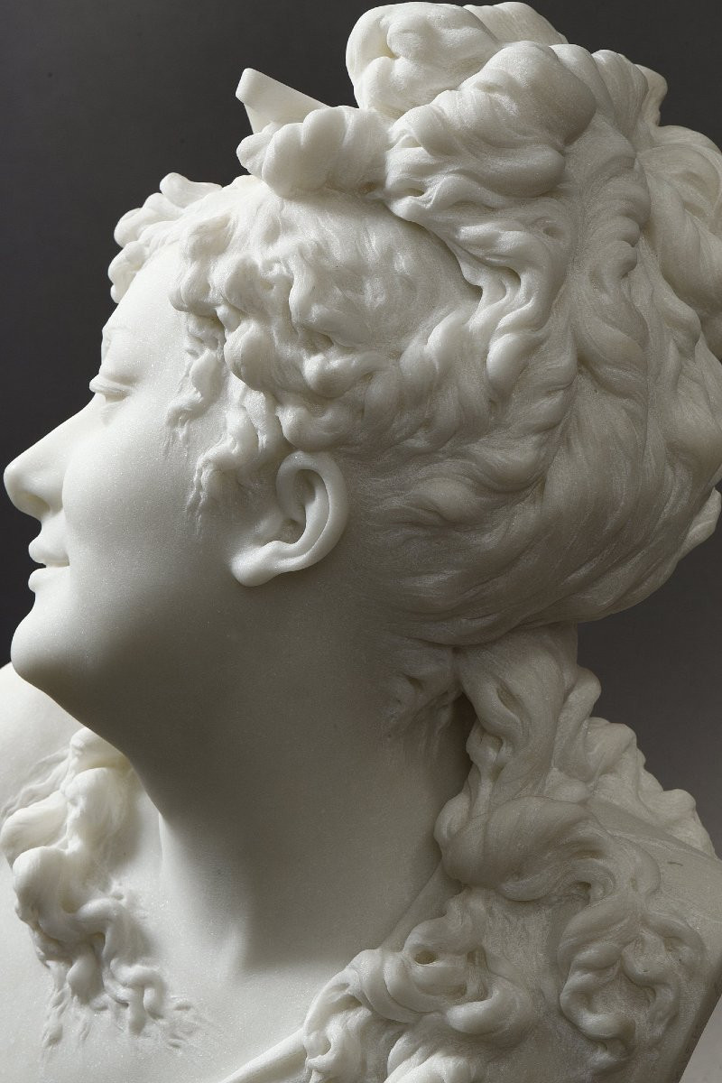 Buste de Jeune femme au peigne - Albert-Ernest CARRIER-BELLEUSE (1824-1887)-photo-3