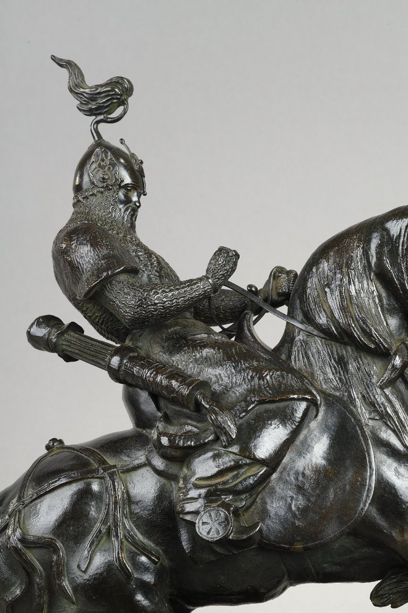 Tartar Warrior Stopping His Horse - Antoine-louis Barye (1796-1875)-photo-2