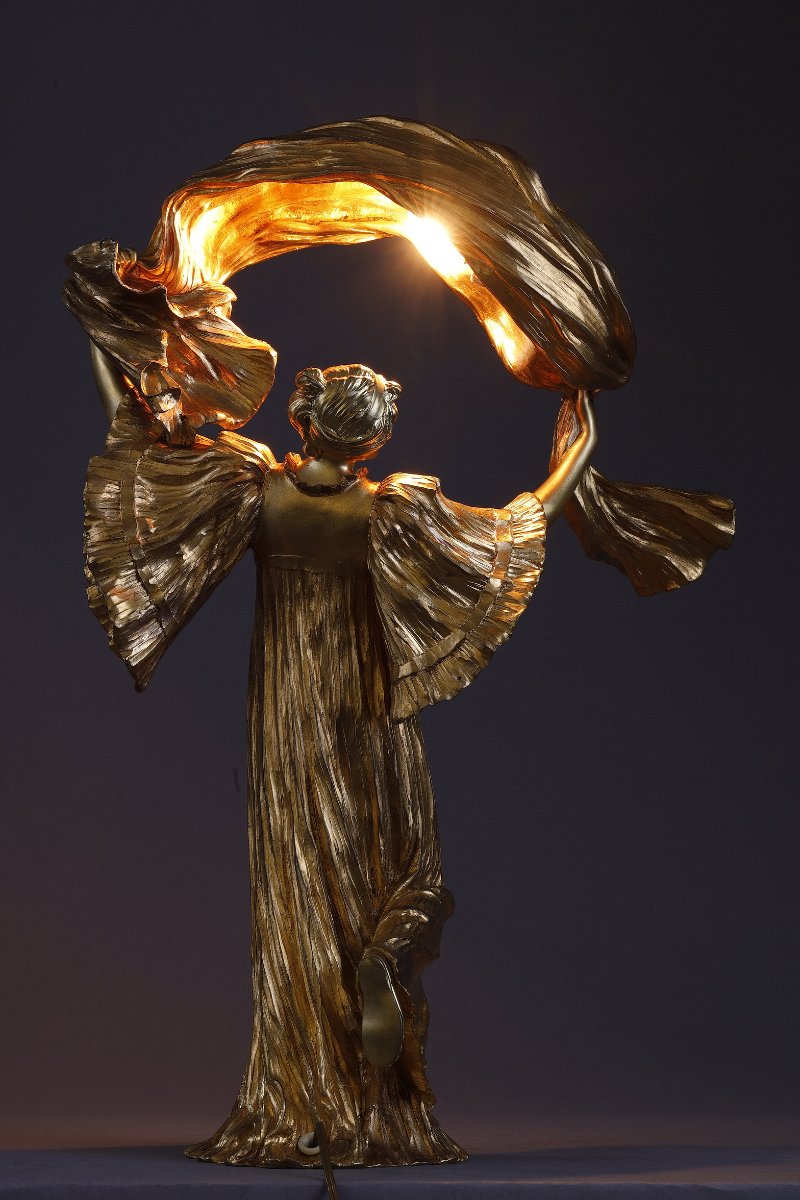 Lampe  "Danseuse à L'Écharpe" - Agathon LÉONARD  (1841–1923)-photo-3