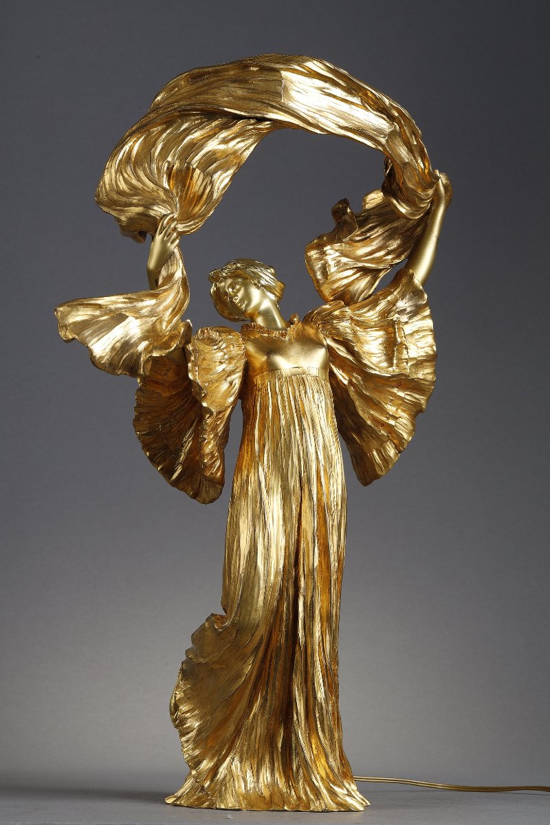 Lampe  "Danseuse à L'Écharpe" - Agathon LÉONARD  (1841–1923)-photo-1