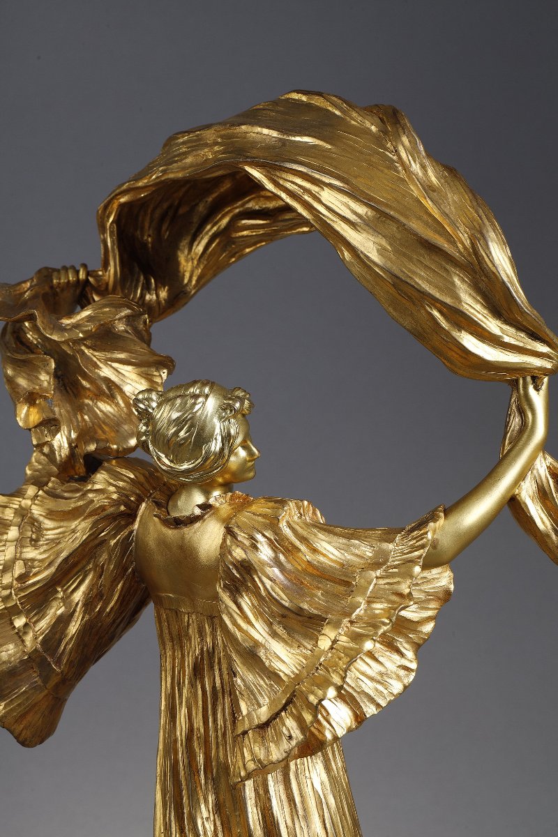 Lampe  "Danseuse à L'Écharpe" - Agathon LÉONARD  (1841–1923)-photo-2