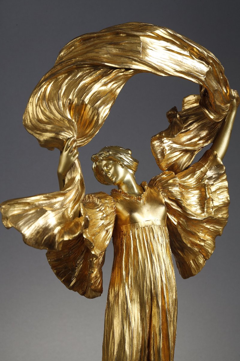 Lampe  "Danseuse à L'Écharpe" - Agathon LÉONARD  (1841–1923)-photo-3
