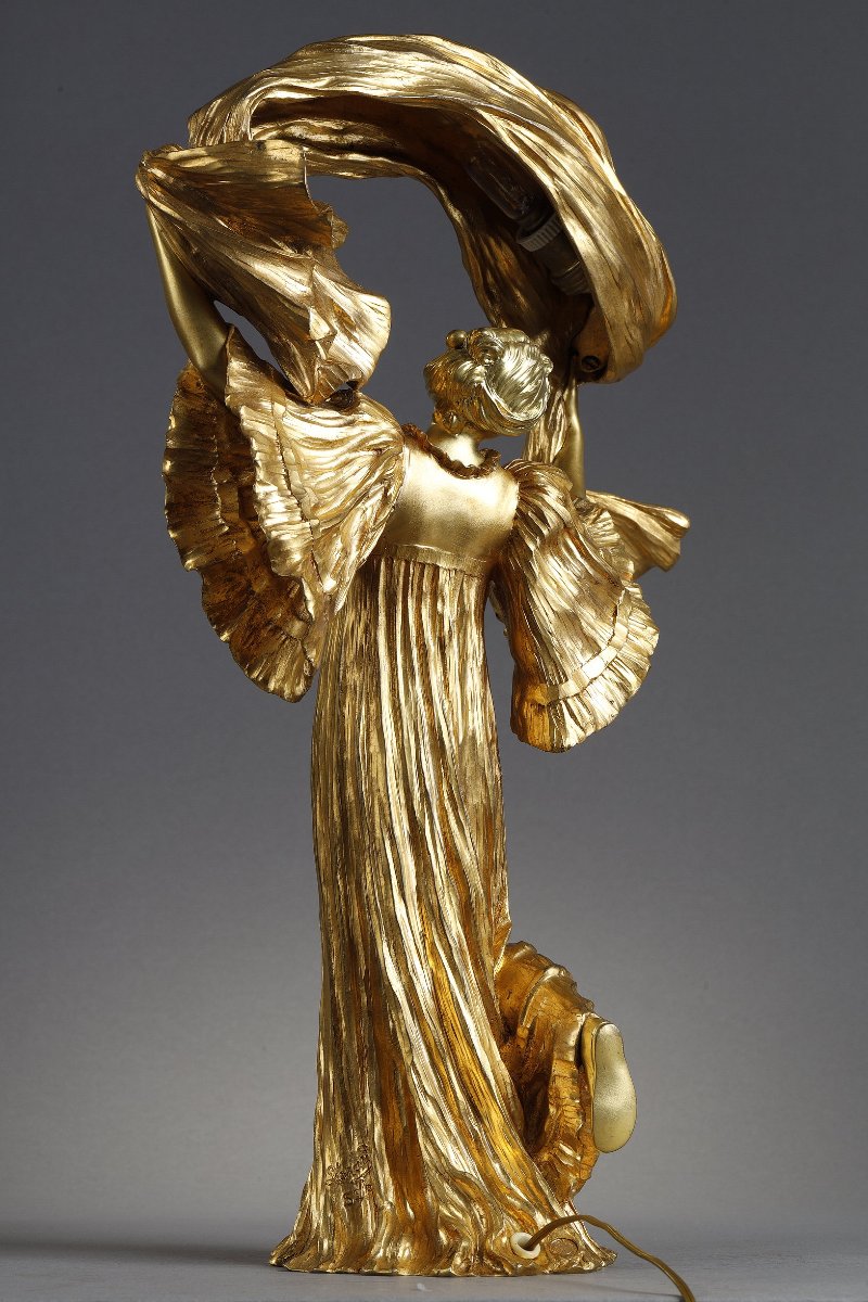 Lampe  "Danseuse à L'Écharpe" - Agathon LÉONARD  (1841–1923)-photo-4