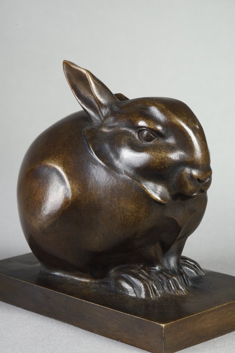 Lapin en boule sur socle - Edouard-Marcel SANDOZ (1881-1971)-photo-2