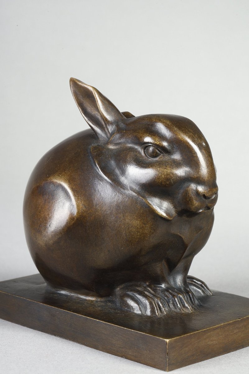 Lapin en boule sur socle - Edouard-Marcel SANDOZ (1881-1971)-photo-3