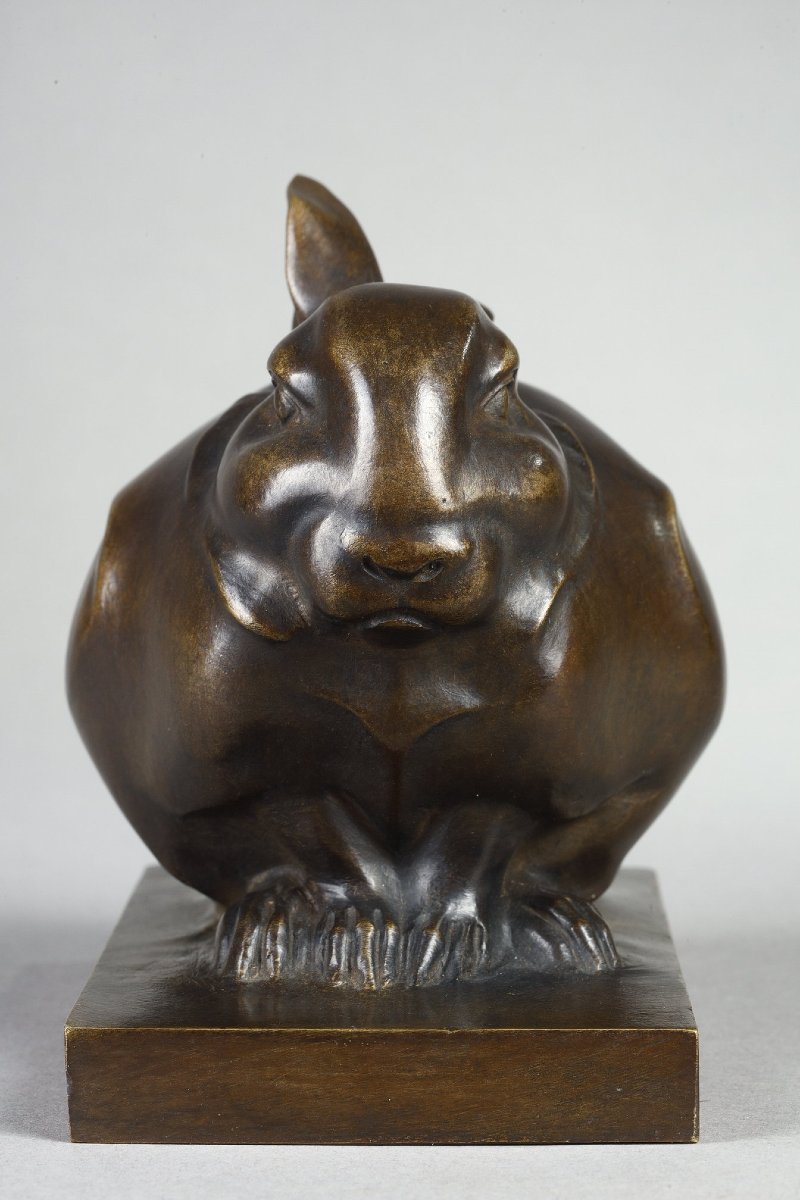 Lapin en boule sur socle - Edouard-Marcel SANDOZ (1881-1971)-photo-4