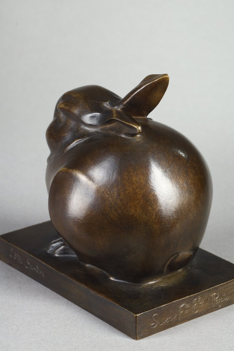 Lapin en boule sur socle - Edouard-Marcel SANDOZ (1881-1971)-photo-4