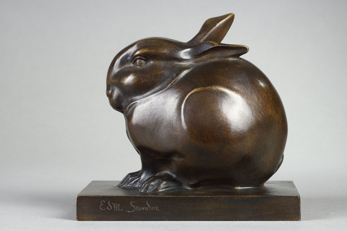 Lapin en boule sur socle - Edouard-Marcel SANDOZ (1881-1971)-photo-5