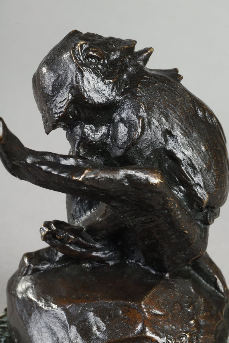 Singe s'épouillant - Henri-Alfred JACQUEMART (1824-1896)-photo-2