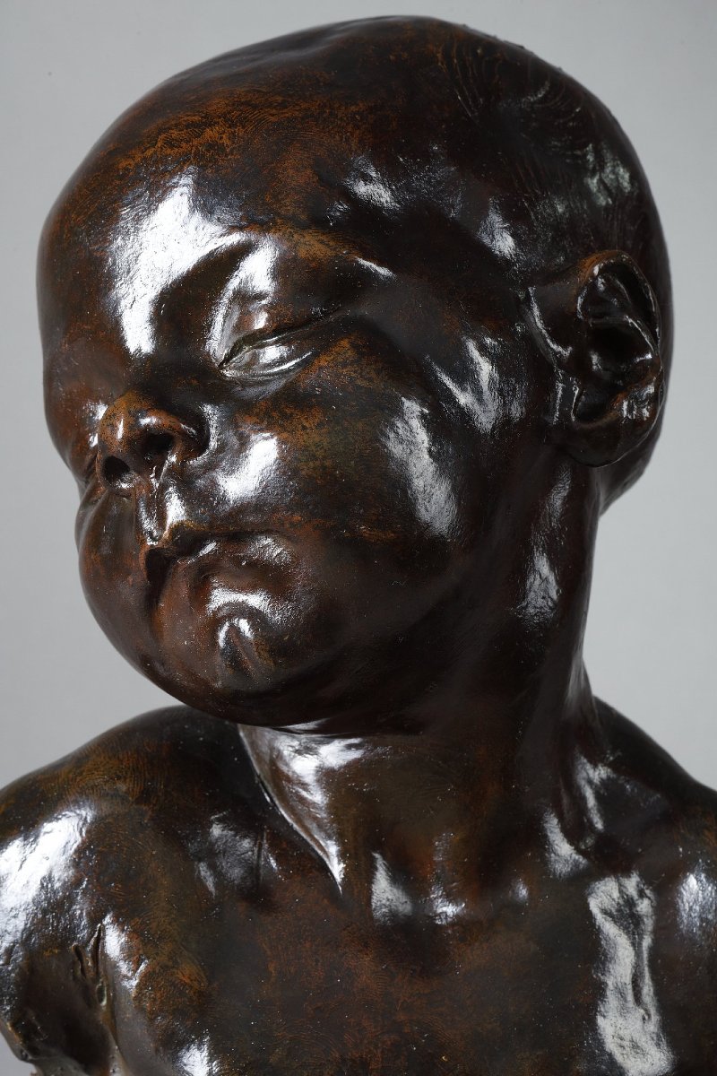 Buste de bébé endormi - Jules DALOU (1838-1902)-photo-2