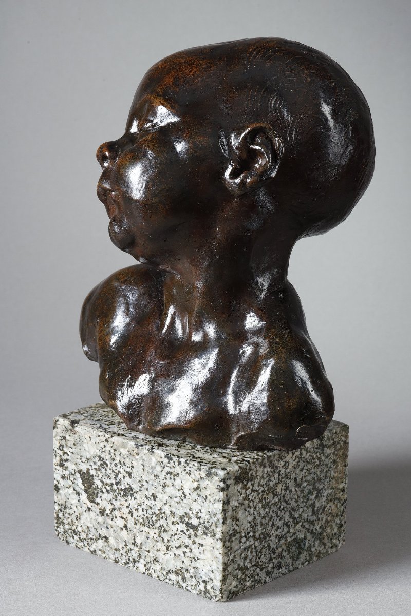 Buste de bébé endormi - Jules DALOU (1838-1902)-photo-3